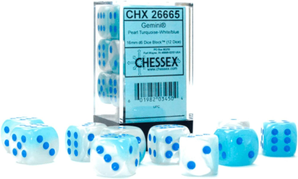 Chessex Dice CHX 26665 Pearl Turquoise White/Blue