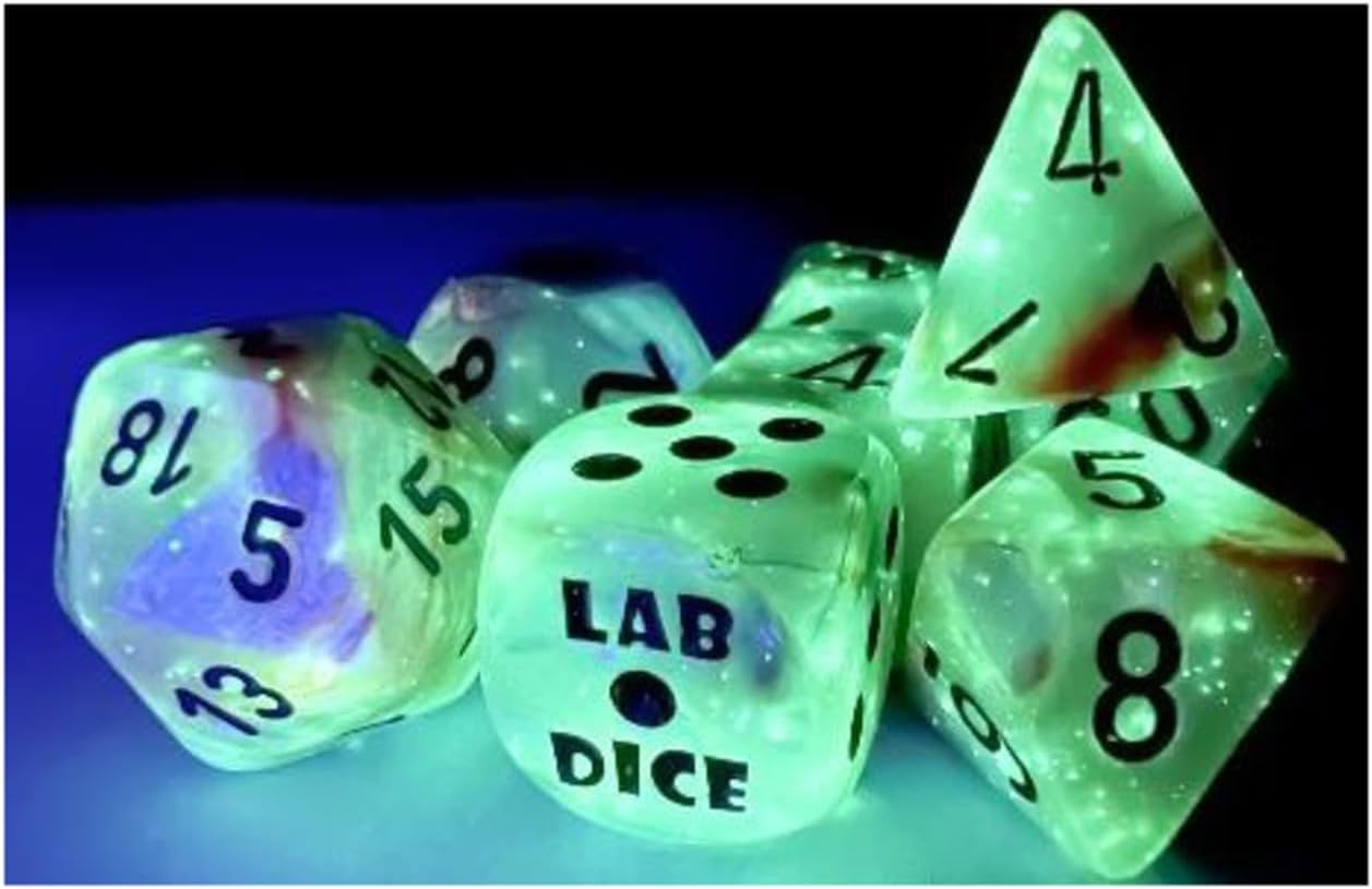 Sea Shell Lustrous Luminary Dice with Black Numbers 7+1 Dice Set 16mm (5/8in) Chessex