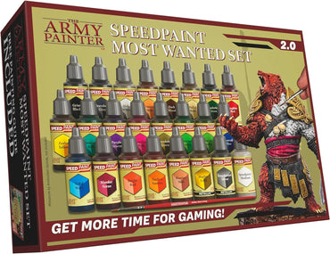 The Army Painter Speedpaint Most Wanted Set 2.0-24x18ml Speed Model Paint Kit Pre Loaded with Mixing Balls and 1 Brush- Base, and 1 Painting Guide - Model Paint Set for Plastic Models